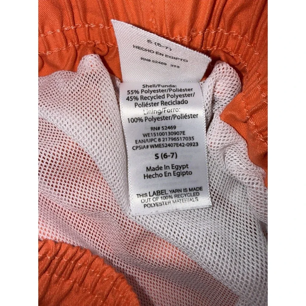 Wonder Nation Boys Size S (6-7) Orange Swim Trunks Drawstring Lined